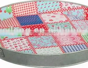 Round Galvanized Zinc Metal Serving Tray/ Party Tray thumbnail-3