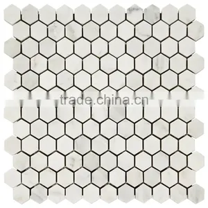 MM-CV249 Hot Sale Home Design Natural Stone Carrara White Marble Hexagon Floor Mosaics Tile thumbnail-1