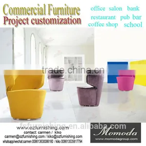 Fancy Modern Colorful Fabric Leisure Tub Cafe Chair Restaurant Hotel Bedroom High Seat Leisure Swivel Arm Sofa Chair thumbnail-1