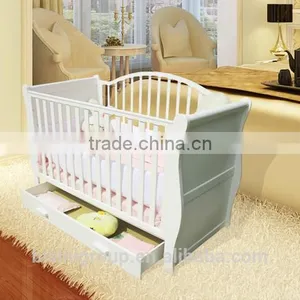 European Style New Born Baby Bed, Wooden Baby Crib Multifunction Baby Crib Bed With Drawer thumbnail-4