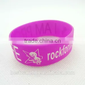 Silk Printed Adult Size 1 Inch Silicone Wristband thumbnail-2