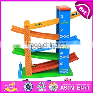 2017 New Design 5 Levels Children Funny Wooden Race Car Track Toy W04E050 thumbnail-5