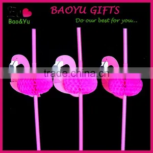 China Supplied Party Decoration Tissue Paper Flamingo Plastic Drinking Straw Flexible thumbnail-2
