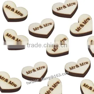 MR & MRS Wooden Sticker ,Wooden Heart Sticker for Weddings thumbnail-1