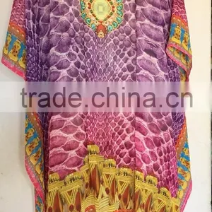 Purple Digital Crystal Embellished Kaftan CAFTAN Tunic Poncho Blouse thumbnail-3
