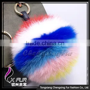 CX-R-55 Real Fox Fur Custom Keychain Fur Ball Pompom Girls Bag Charm thumbnail-1