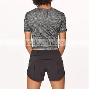 Custom Soft Blank Heather Gray Bamboo t Shirt for Womens Hot Tops in Gym thumbnail-2