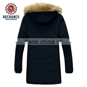 2016 Men's Fashion Winter Long Thicken Padded Jacket Outwear Overcoat With Detachable Fur Hood for Wholesale Clothing thumbnail-2
