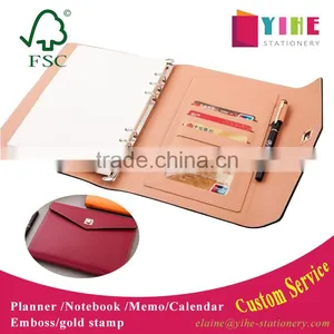 25K PU Leather Planner 3-fold Cover Custom Loose Leaf Binding Organizer Agenda Embossed/gold Foil in Logo thumbnail-1