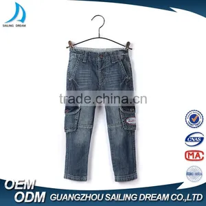 High Quality Multi Pocket Organ Bag Style Embroidery Patch 100% Cotton Oem Baggy Jeans for Children thumbnail-1