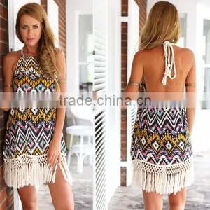 Onen 2015 Europe Boho Printed Dress Summer Beach Dress Sexy Dress thumbnail-1