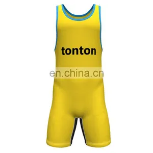 Cheap Wholesale Custom Made Sublimated Printing Wrestling Singlets, Wrestling Suit, thumbnail-1