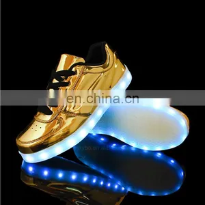 Melbourne Shuffle Ghost Step Dance Golden Micro PU Leather Luminous LED Shoes Sneakers Men Women Footwear thumbnail-4