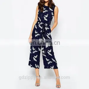 New Fashion One Piece Ladies Jumpsuit Printed Sleeveless Chiffon Women Jumpsuit for Women 2016 thumbnail-2