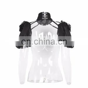 Punk Rave Gothic Black Choker With Attached Puffed Short Sleeves S-147 thumbnail-3