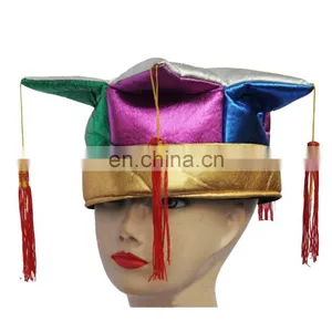 MCH-1199 Party Carnival Funny Velvet Wholesale Adult Colorful Glossy Joker Hat With Tassels thumbnail-1