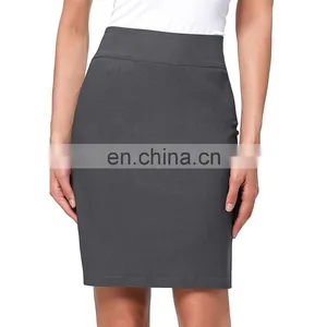 Kate Kasin Occident Women's High Stretchy Hips-Wrapped Dark Grey Pencil Skirt 20" KK000276-2 thumbnail-1