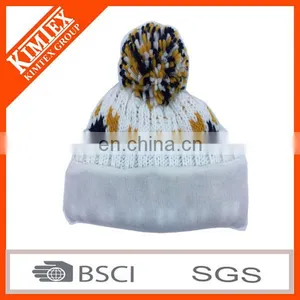 Warm Winter Polar Fleece Knitted Hat With Pom Pom thumbnail-2