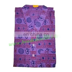 Half Sleeve Long Yoga Kurta in Cotton, Size : Chest 109 x Height 103 x Sleeve 25 Centimeters. thumbnail-2