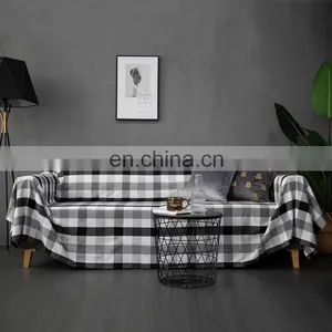 Custom Black and White Checker Sofa Protector Cover 100% Cotton Soft Plush Couch Cover thumbnail-3