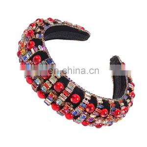 Fashion Designer Luxury Handmade, Glitter Crystal Rhinestone Wide Padded Headband for Women Hair Accessories Jewelled/ thumbnail-4