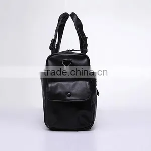 High Quality Sheep Leather Black Rolling Travel Duffel Bag Organizer for Men thumbnail-4
