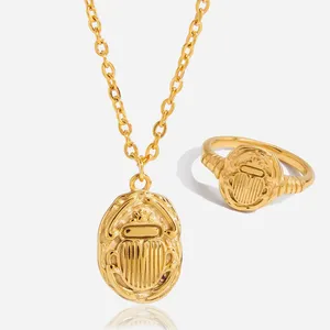 Custom 18K Gold Plated Stainless Steel Round Green Rhinestone Necklace - Fashion Jewelry thumbnail-5