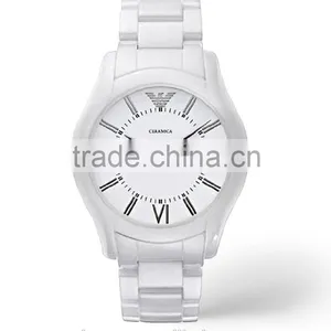 Super Slim Analog Quartz White Ceramic Mens Watch AR1442 thumbnail-1