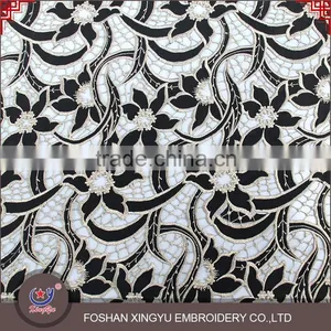 Hot-selling Promotional Custom Chemical Evening Sexy Dress Use Hot Popular Black Gold Lace Fabric Supplier's Choice thumbnail-2