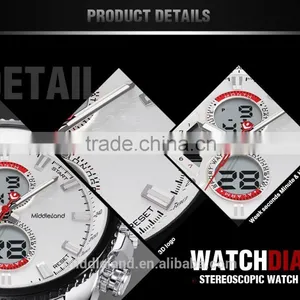 Stainless Steel Band Men's Quartz Watches Business Casual Men's Big Crown Men's Wristwatches MIDDLELAND 8018 thumbnail-2