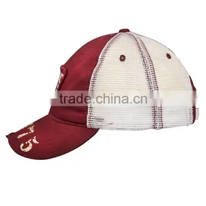 Structured Plain Color Cotton Twill Distressed Trucker Cap Wholesale thumbnail-3