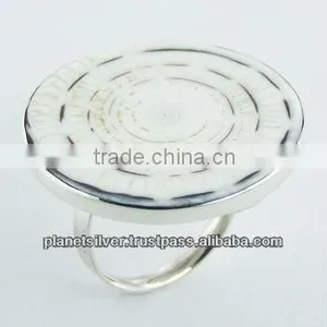 Large Round Conch Shell Chic Shiny 925 Sterling Silver Ring thumbnail-1