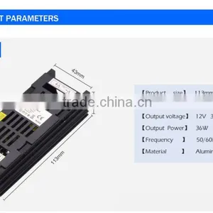 3A 12V DC 36W Power Supply LED Driver Adapter Transformer Switch For Led Strip Lighting 3528 5050 LED Ribbon With CE ROHS FCC thumbnail-6