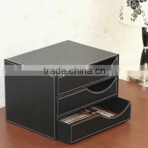 Home & Office Stationery ,hot Sell Pu Faux Leather 4 Drawer Sorter Desk Orgainser thumbnail-4