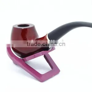 Classic Wooden Smoking Tobacco Pipe With Pouch and Stand Red Wooden Smoking Pipe thumbnail-3