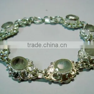 Faceted Rose Quartz Stone Metal Bracelets thumbnail-1