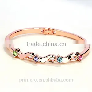 New 18k Rose Gold Filled Twist Clear Austrian Crystal Wrist Bracelet Bangle Jewelry thumbnail-6
