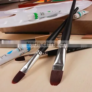 Wood Black Handle Nickel Plated Copper Circle Paint Brush Set thumbnail-4
