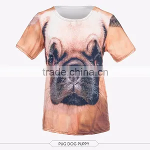 Top Selling Low MOQ Custom Wholesale Fashion Plus Size Pug Printed T-shirt for Ladies Fashion Wear Quality Choice thumbnail-2