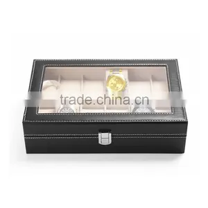 10 Slot Black Leather Plastic Box Wrist Watch Display Box thumbnail-2