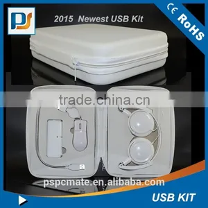 White Color Computer Accessories Gift Set -usb Led Light/mini Mouse/usb Hub/heaphone thumbnail-1