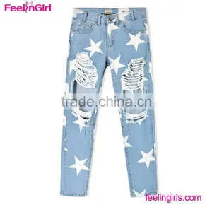 2016 Women Wide Hip Hop Stars New Fashion Jeans Pants thumbnail-2