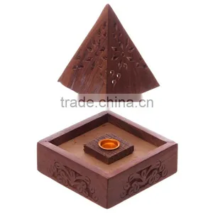 Wooden Incense Cone Holder Burning Box Pyramid Incense Burner NWIB007 thumbnail-3