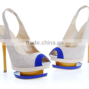Hot Sell Elegant Mature Popular White Real Leather High Heel Sandals for Women thumbnail-3