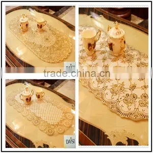 40x84 Gold Long Lace Tablecloth thumbnail-3