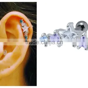Stars Cartilage Tragus Helix Upper Ear 316L Surgical Steel thumbnail-1