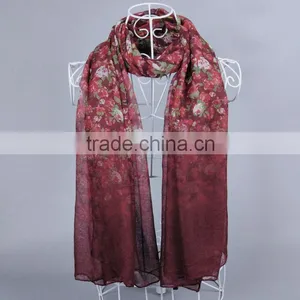 OMBRE Fashion Scarf Flower Pattern Women Voile Scarves 180*90 Pashmina Shawls Muslim thumbnail-1