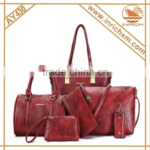 Famous Brands Ladies Handbags 2016 Elegant Female 6 in 1set Women's PU Leather thumbnail-2