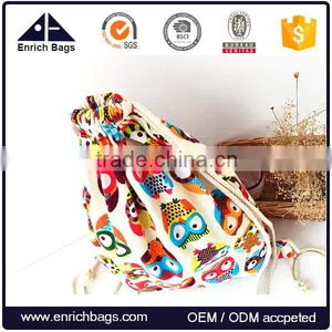 Enrich Drawstring Bag Canvas Cute Owl Design thumbnail-6