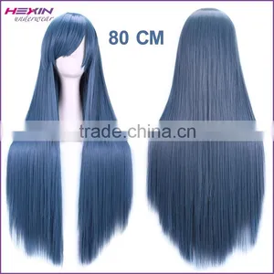 Colorful 80cm 31'' High Quality Cheap Long Straight Synthetic Cosplay Wigs thumbnail-5